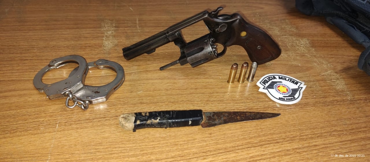 Homem é preso por porte ilegal de arma de fogo e ameaçar casal no Jd. Primavera