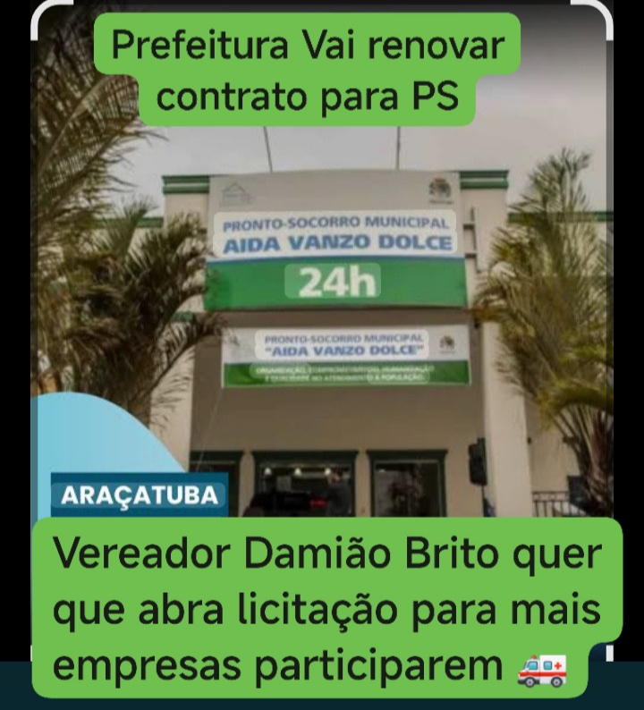CONTRATO DO PRONTO-SOCORRO MUNICIPAL DE ARAÇATUBA SERÁ RENOVADO